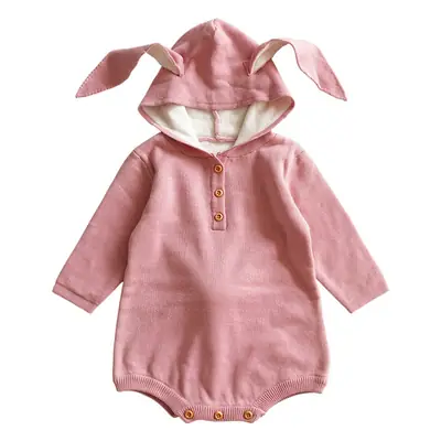 Newborn Baby Climbing Suit Grey Korean Knitted Rabbit Bag