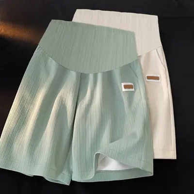 Women's White Wide Leg Ice Silk Shorts Summer Wear