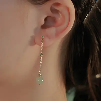 Japanese Style Hetian Jade Earrings for Women