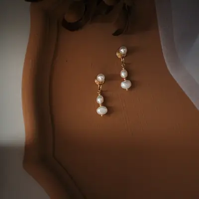 14K Gold Pearl Earrings for Women