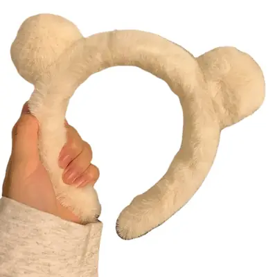 Autumn Plush Bear Ears Headband for Women