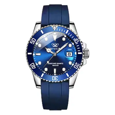 Luminous Green Quartz Men's Watch with Silicone Tape
