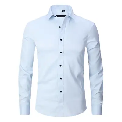 Men's Maroon Elastic Long Sleeve Business Shirt