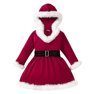 Mao Mao Hooded Christmas Dress for Girls V-Neck Waist