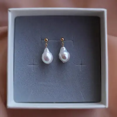 Vintage Pearl Drop Earrings 925 Silver Plated 14k Gold