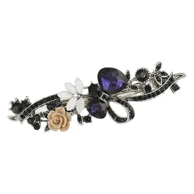 Crystal Flower Hair Clip for Women Elegant Spring Ponytail