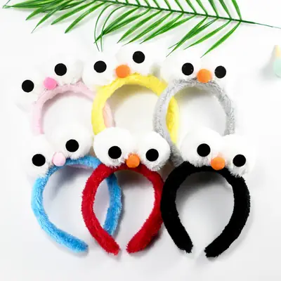 Cartoon Plush Big Eyes Headbands Set of 6