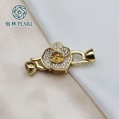 14K Gold Zircon Oval Buckle Necklace Bracelet
