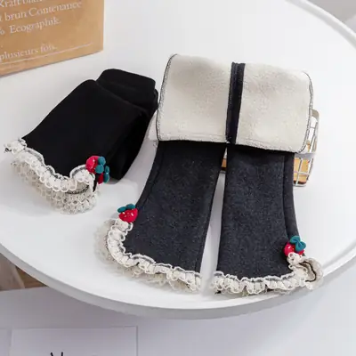 Girls Fleece Leggings Winter Outerwear Warm Thickened