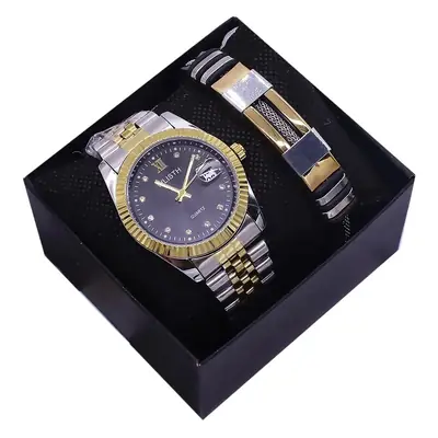 Couples Watch Set Gold Silver Waterproof Quartz Bracelet