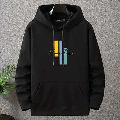 Men Red Fleece Hoodie with Graphic Print