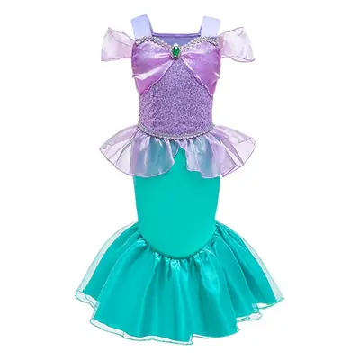 Girls Mermaid Dress Purple Embroidered 2022 Foreign Trade
