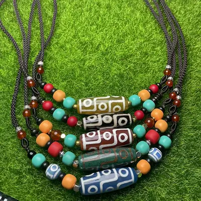 Xizang Style Multi Color Agate Bead Necklace