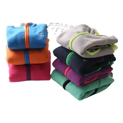 Kids Polar Fleece Jacket Navy Green Zipper Thickened