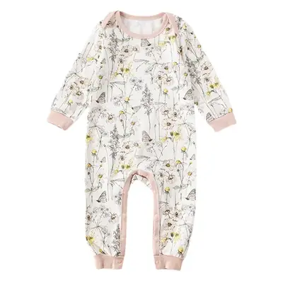 Lemon Flower Print Cotton Outing Jumpsuit for Kids