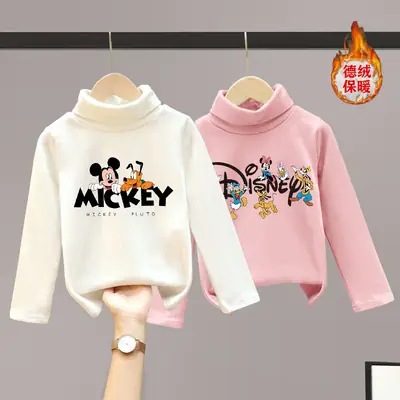 Girls Turtleneck Thermal Underwear Green Cartoon Print
