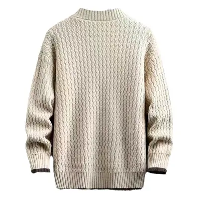 Men's Grey Knit Half Turtleneck Sweater Winter Wear