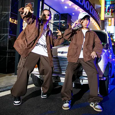 Hip-Hop Boys Brown Streetwear Suit Autumn Winter