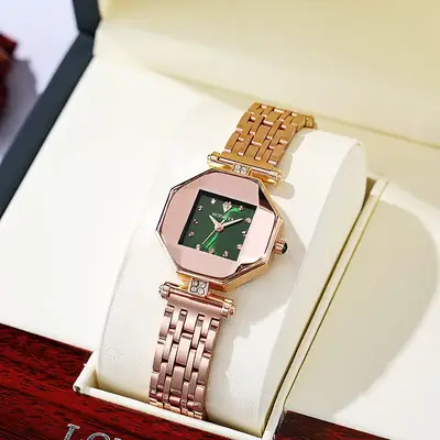 Women's Square Watch Rose Gold Quartz Band