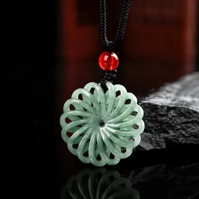Men's Jade Timepiece Necklace with Transfer Wheel Pendant