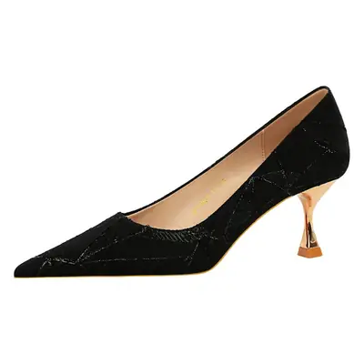 Black Glitter Flat Heels for Women
