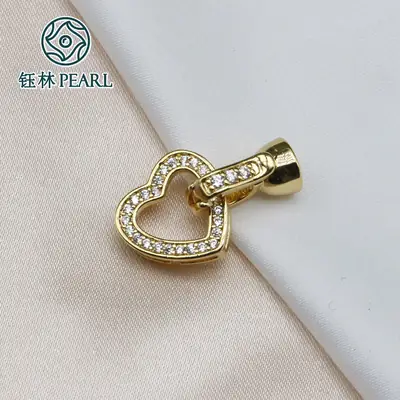 18K Gold Peach Heart Pearl Bracelet