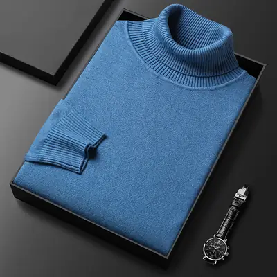 Men's Navy Knitted Turtleneck Sweater Wholesale
