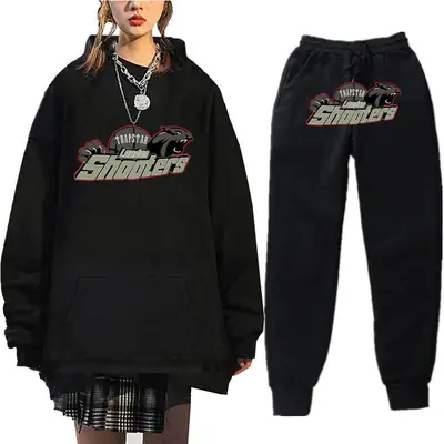 Men Women Black Hoodie Sweatpants Set Trapstar Graphic