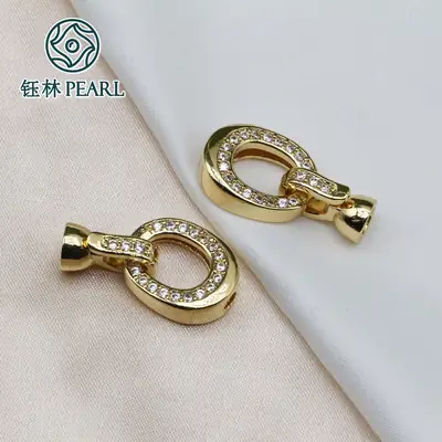 14K Gold Zircon Oval Buckle Necklace Bracelet
