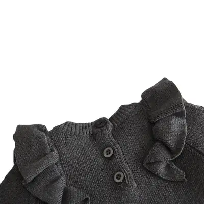 Red Flying Sleeve Knitted Cotton Dress for Girls