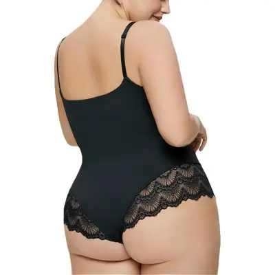 Black Lace Camisole Nightgown with High Waist & Hollow Design