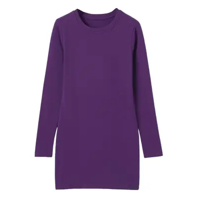 Fleece Lined Women's Long Sleeve T-Shirt Gray Red