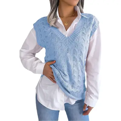 2023 V-Neck Knitted Vest for Women White