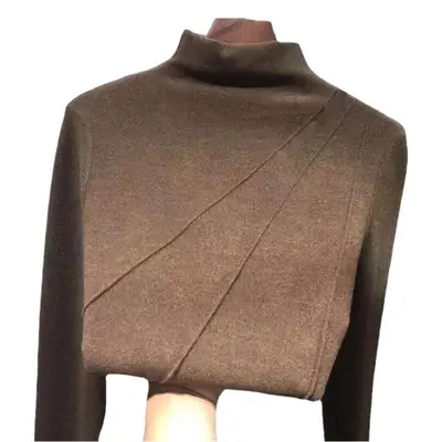 Women's Black Fleece Half Turtleneck Long Sleeve Warm Top