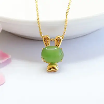 Guan Yu Jade Rabbit Necklace S925 Gold