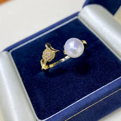 Welfare Pearl Rose Ring with Gold Plated Design