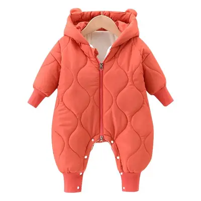 Baby Hooded Cotton Padded Romper Blue Winter