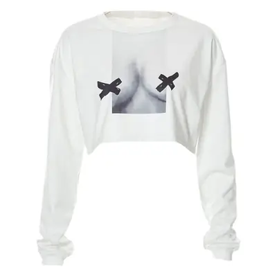 Women Abstract Printed Long Sleeve T-Shirt White 2022
