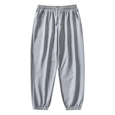 Fleece Sweatpants Men Black Eight Point Winter Loose