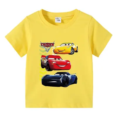 Kids Cars Graphic T-Shirt Green Short Sleeve Cotton