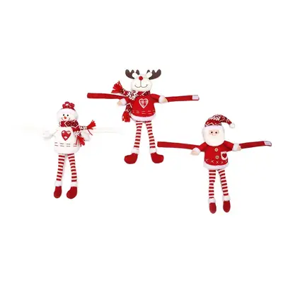 Three-Dimensional Christmas Santa Doll Curtains Tieback Knitted Red White