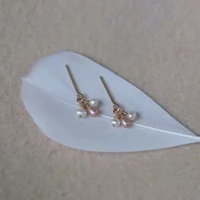 Natural Pearl Gold Stud Earrings for Women