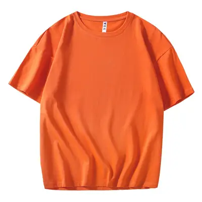 200g Cotton Hip Hop T-Shirt Orange Round Neck