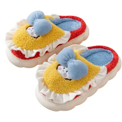 Cute Cartoon Princess Cotton Slippers Women Warm Indoor