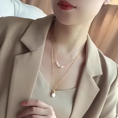 Double-Layer Pearl Necklace for Women Light Luxury