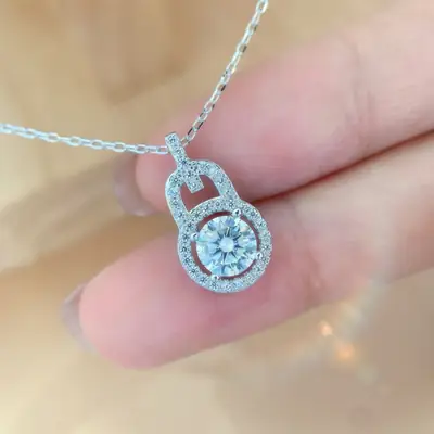Sterling Silver Gourd Necklace with Celebrous Mosan Diamonds