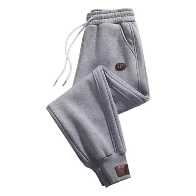 Men's Grey Sweatpants with Elastic Waist & Hood
