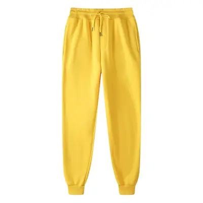 Blue Men's Solid Color Casual Sweatpants Mid Waist Long Trousers