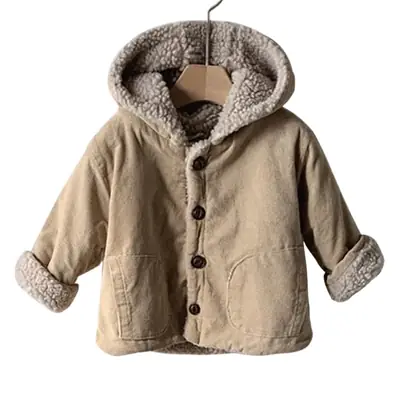 Baby Hooded Winter Jacket Beige Woolen Cardigan