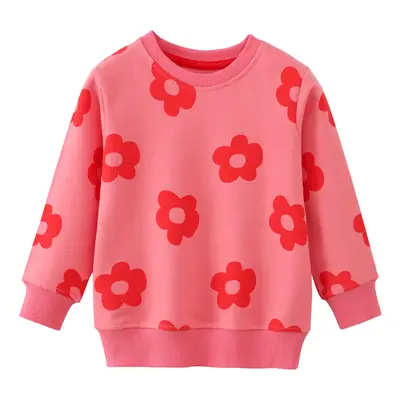 Girls Pink Floral Knitted Sweatshirt Long Sleeve